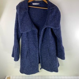 Heteroclite blue alpaca/mohair big collar sweater